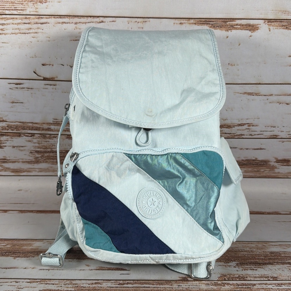 Kipling City Pack Backpack Womens Blue Adjustable Strap Flap Lightweight 16L